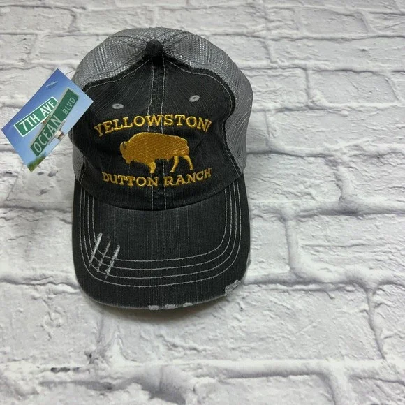 Yellowstone Trucker Hat Mesh Back Dutton Ranch Embroidered Buffalo Adjustable - Picture 3 of 7